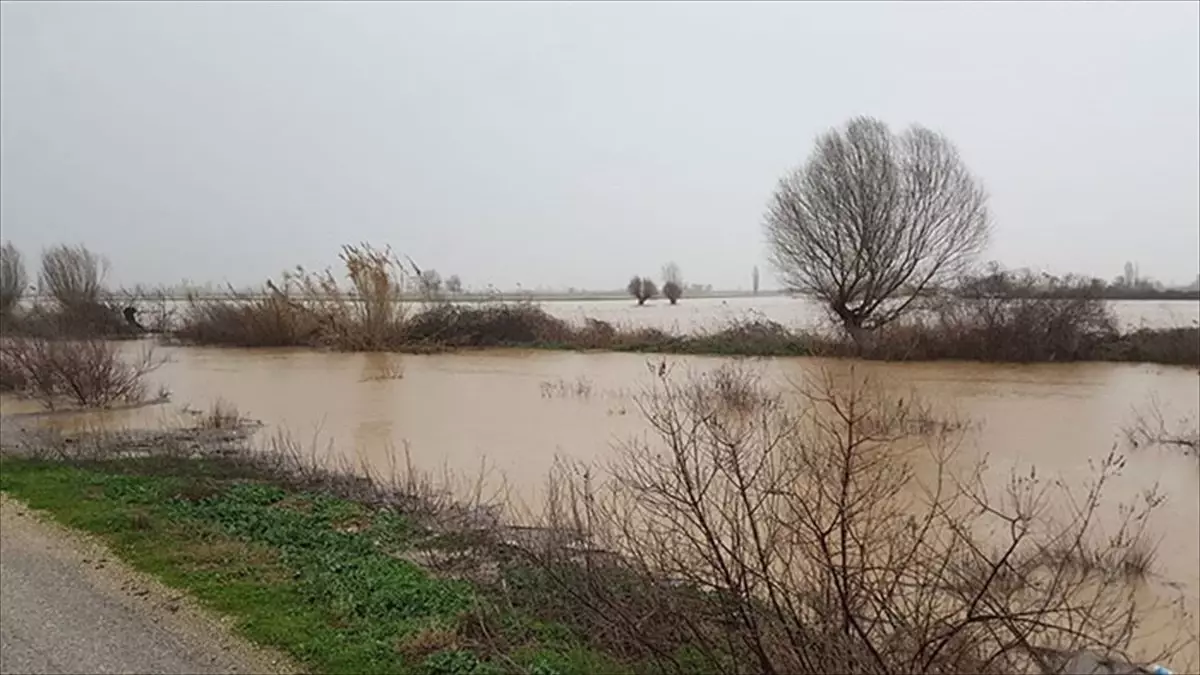 İzmir\'de Küçük Menderes Nehri Taştı, Tarlalar Su Altında Kaldı