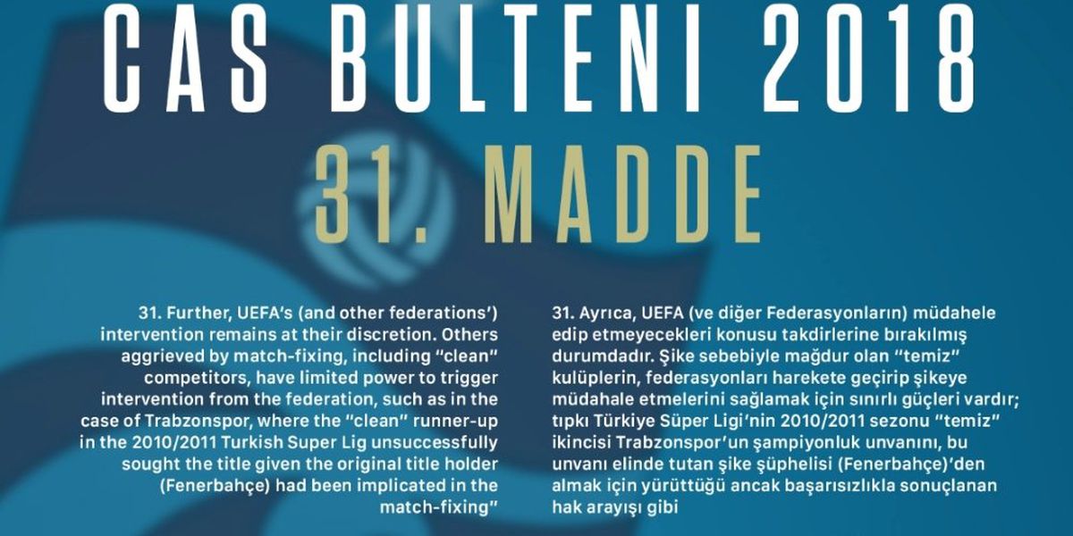 Cas Bülteninde Şampiyonluğumuzu Tescil Etmiştir"