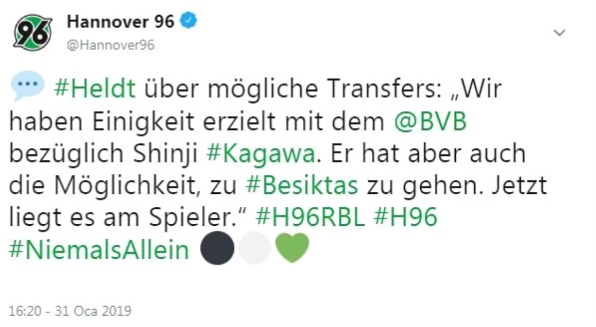 Hannover 96\'dan İlginç Shinji Kagawa Açıklaması