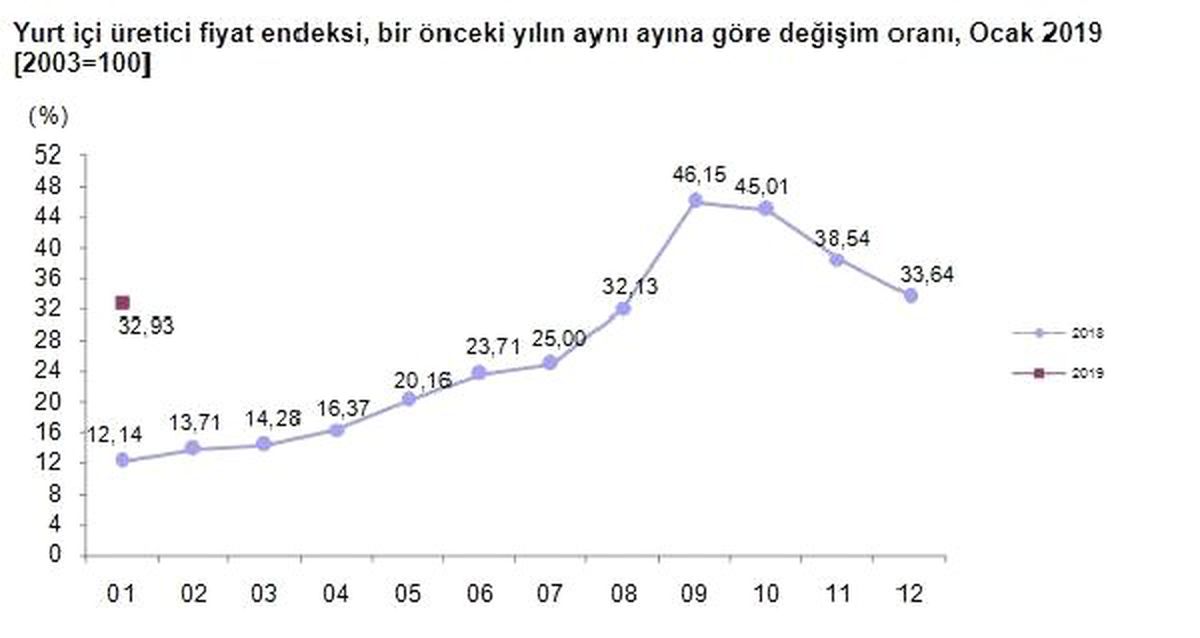 Yurtiçi Üfe Ocak\'ta Yüzde 0.45 Arttı, Yıllık Üretici Enflasyonu Yüzde 32.93 (2)