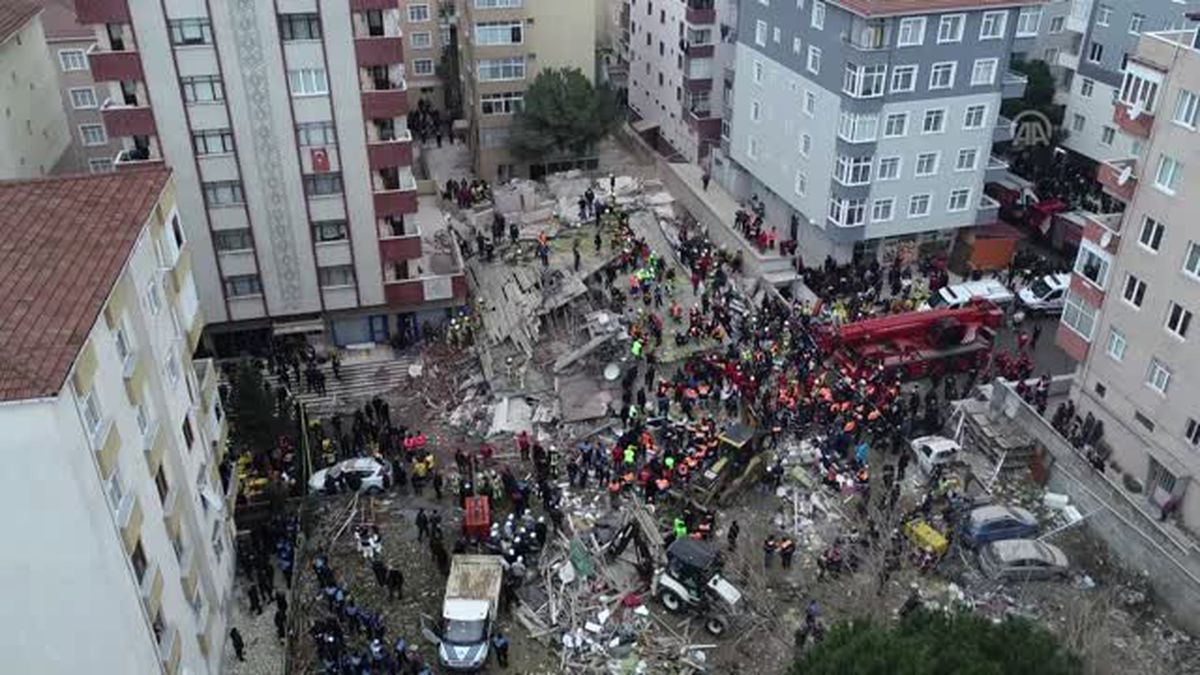 Kartal\'da Bina Çöktü - Drone Görüntüsü (3) - İstanbul