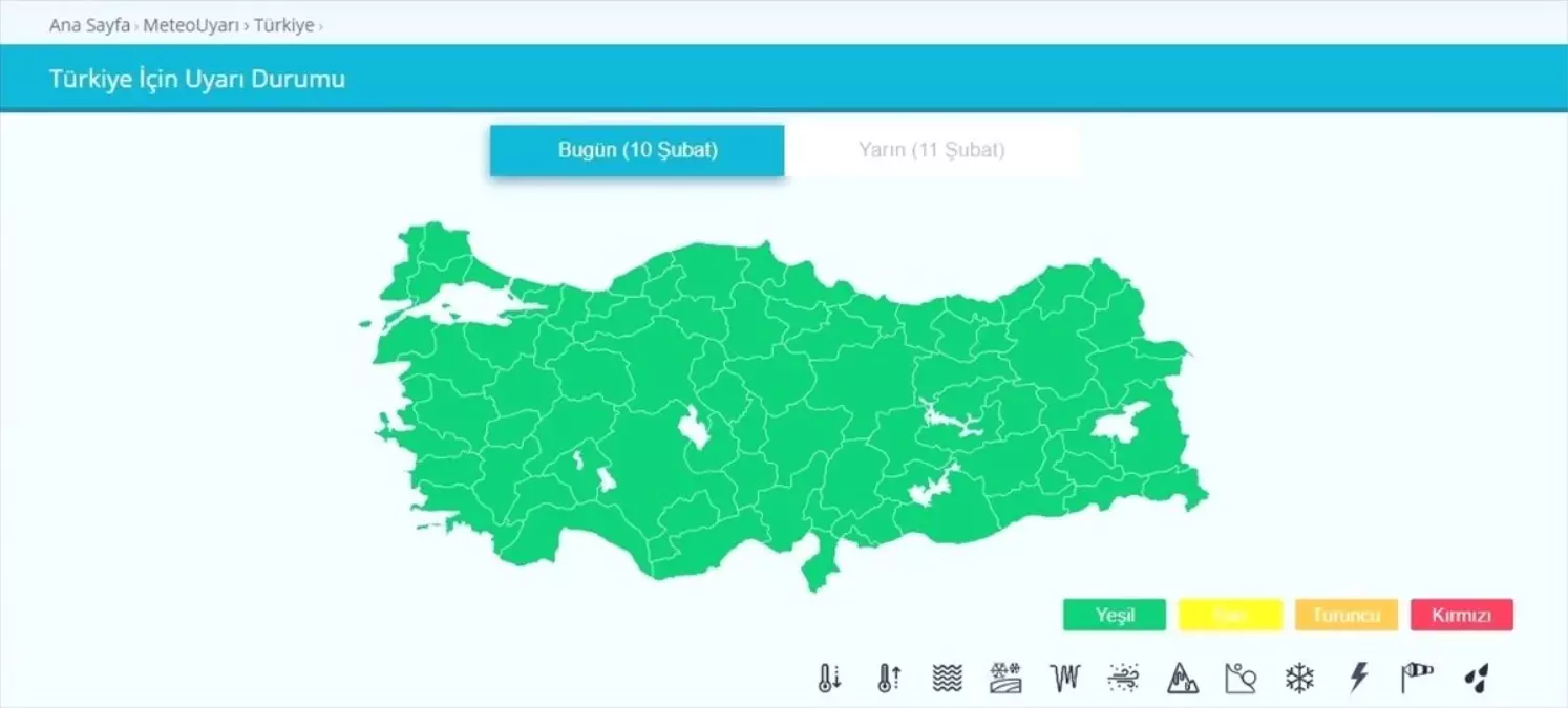 Renk Kodlarıyla Meteorolojik Uyarı Dönemi