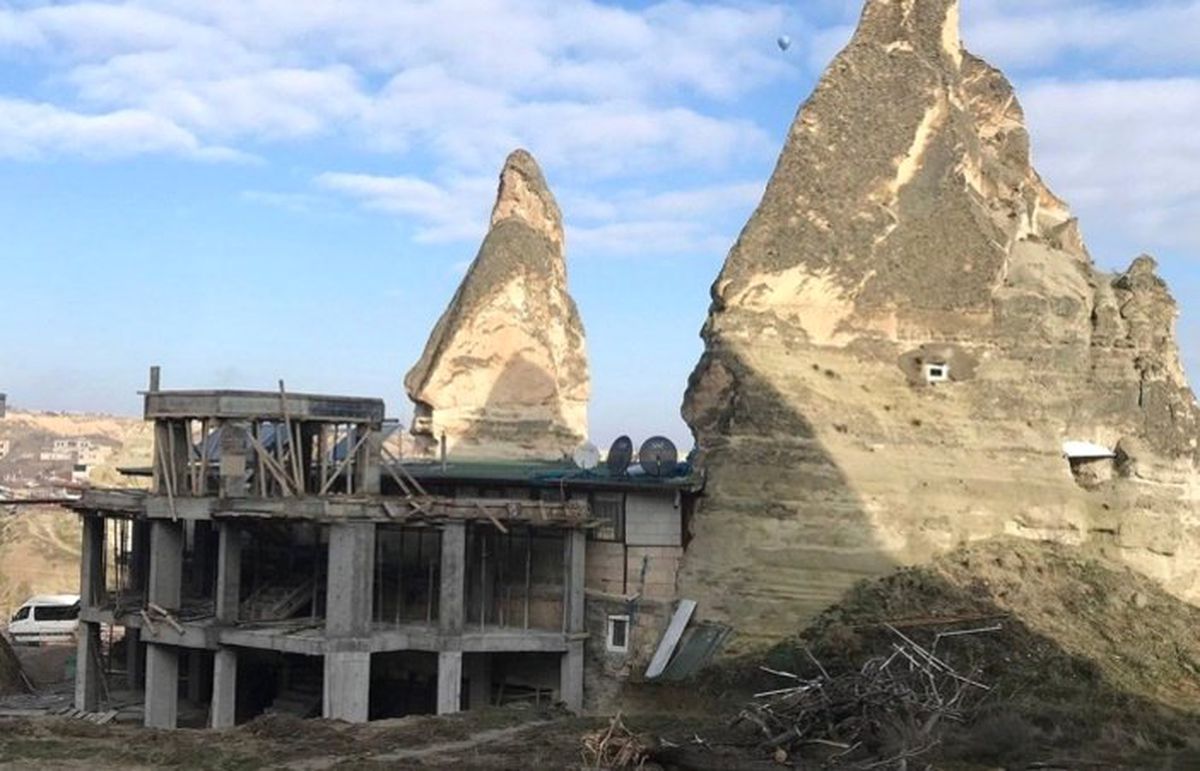 Göreme\'deki otel inşaatının yıkımına başlandı