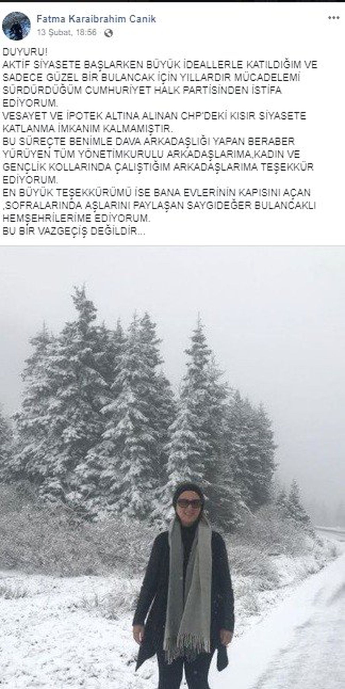 Giresun\'da CHP\'li Canik Sosyal Medya Üzerinden İstifa Ettiğini Duyurdu
