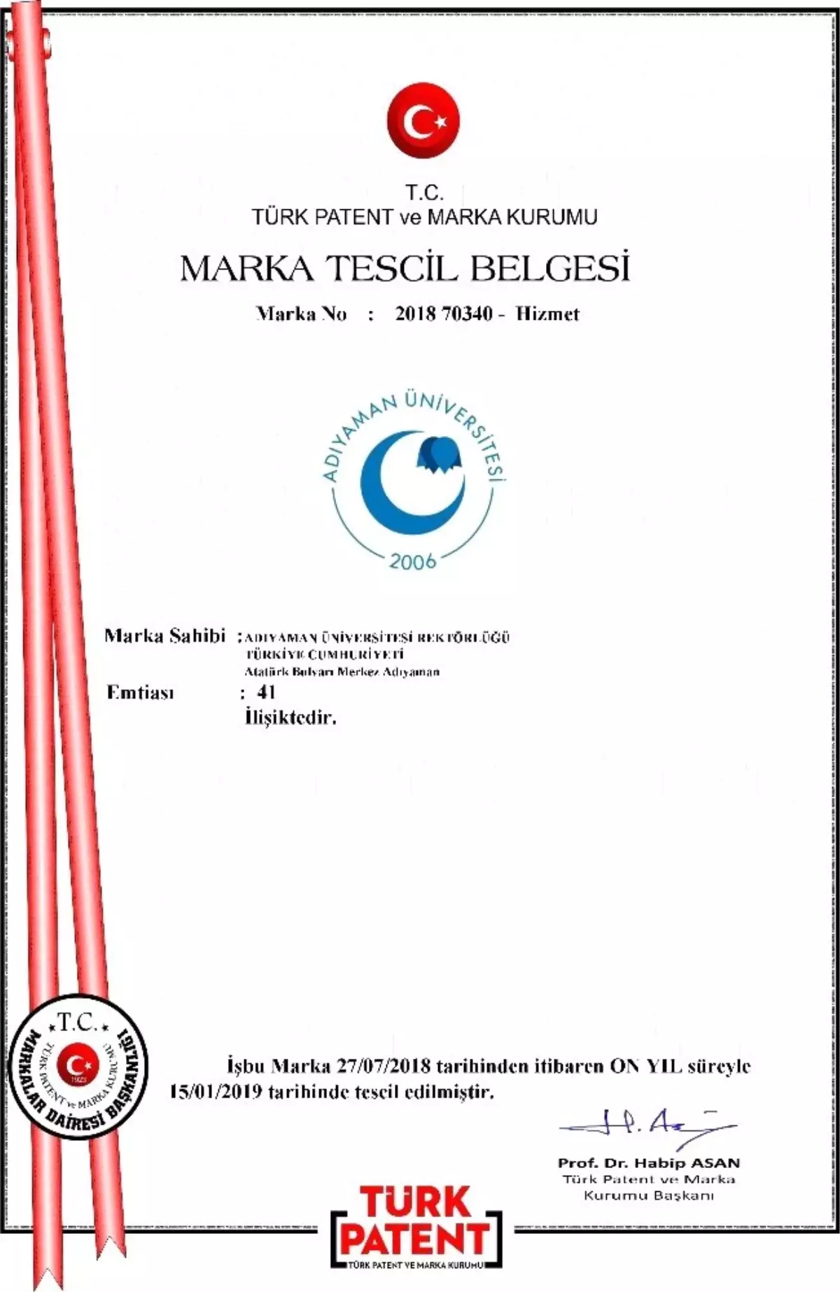 Adıyaman Üniversitesi Logosu Tescillendi