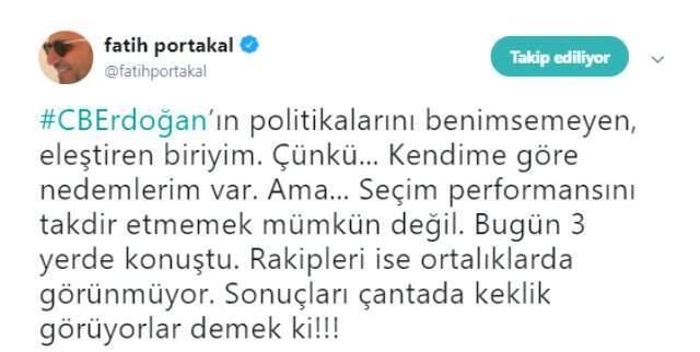 Fatih Portakal, Erdoğan'ı Takdir Edip Muhalefet Liderlerini Eleştirdi