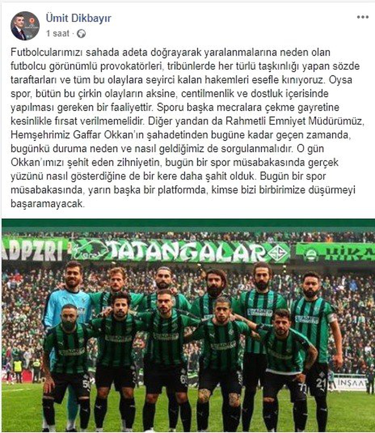 Milletvekili Dikbayır\'da Sakaryaspor Mesajı
