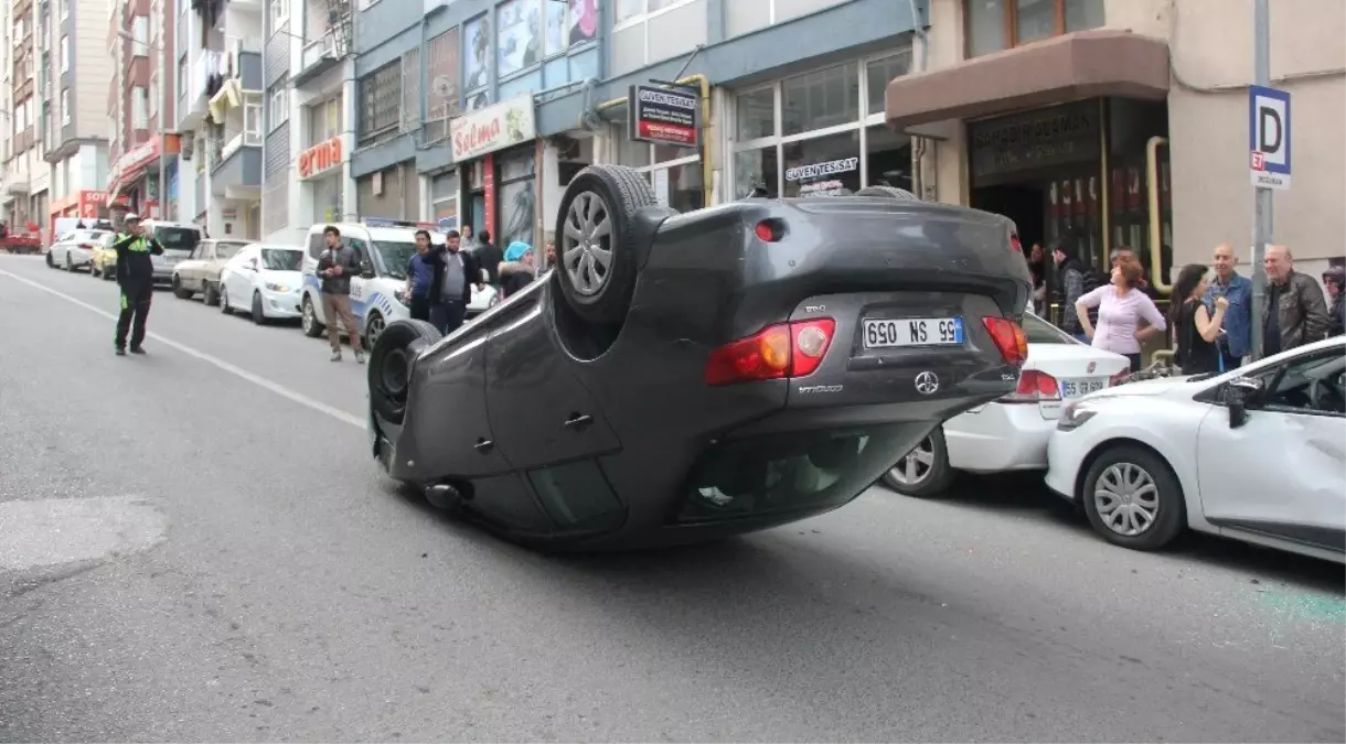 Takla Atan Otomobilden Burnu Bile Kanamadan Kurtuldu