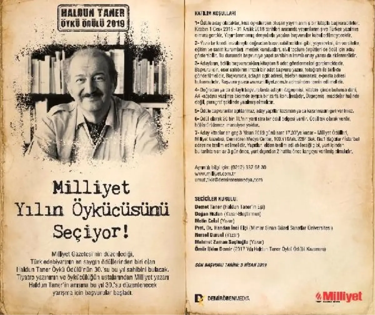 Haldun Taner Öykü Ödülü\' İçin Son Başvuru 3 Nisan