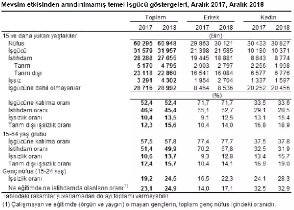 Aralık Döneminde İşsizlik Yüzde 13.5\'e Çıktı, İşsiz 4.3 Milyon Kişi (2)