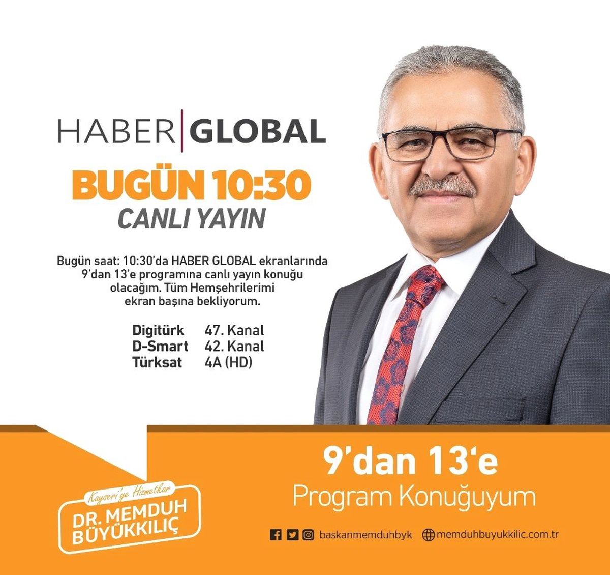 Başkan Memduh Büyükkılıç, Haber Global Kanalının Canlı Yayın Konuğu