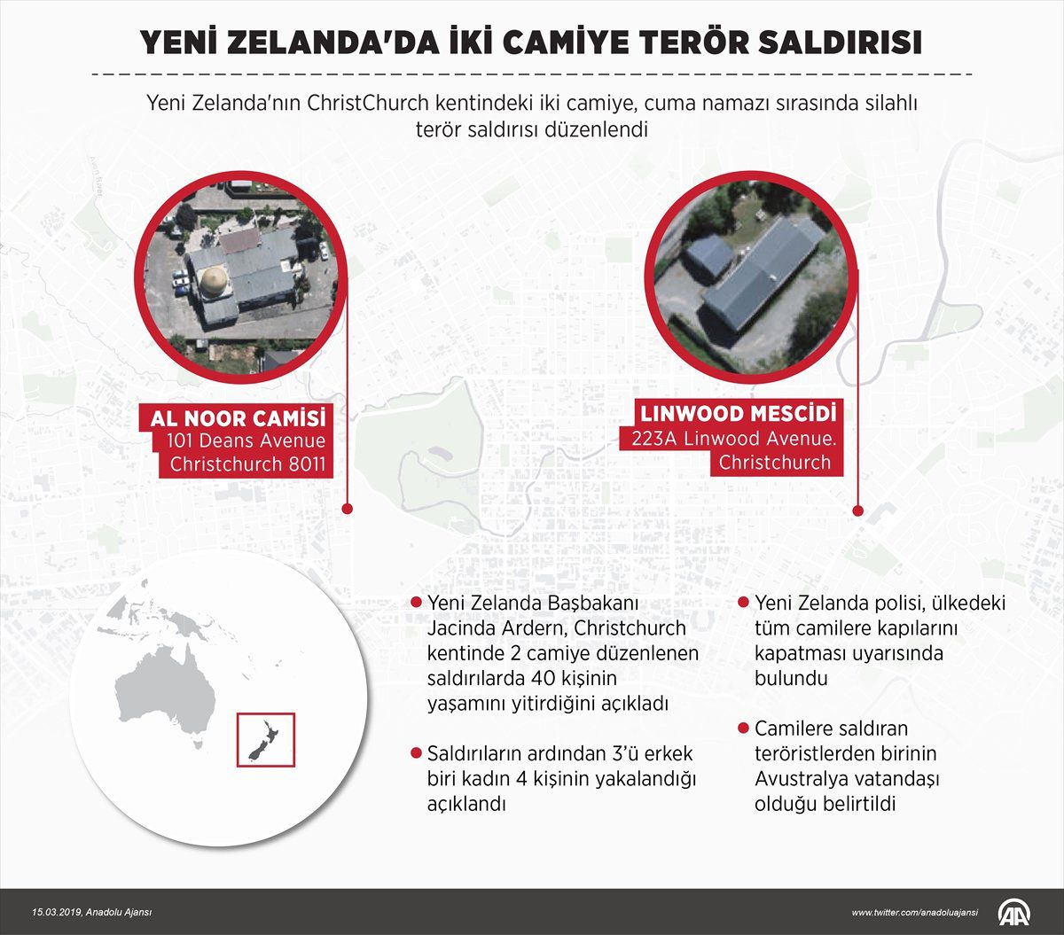Yeni Zelanda\'daki 2 Camiye Terör Saldırısı