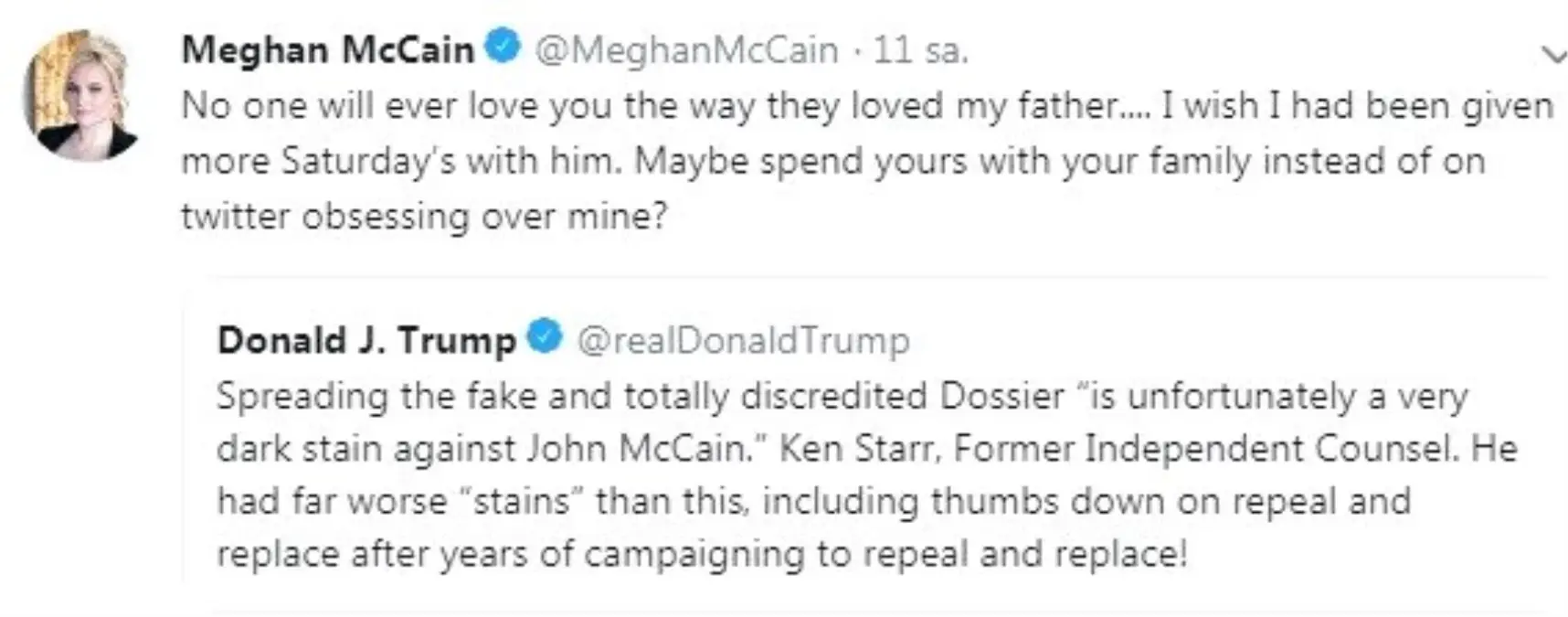 Meghan Mccain\'den Trump\'a: "Kimse Babamı Sevdiği Kadar Trump\'ı Sevmeyecek"