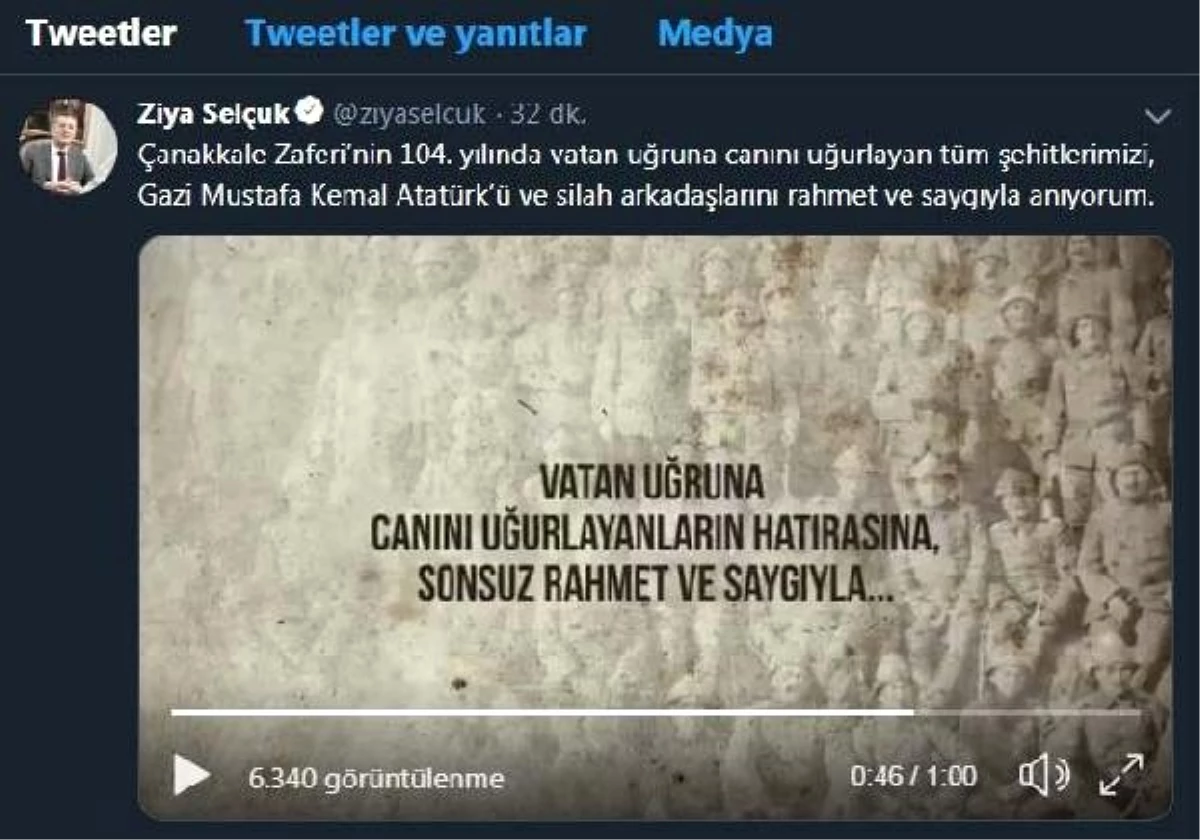 Bakan Selçuk\'un Sesinden \'18 Mart\' Mesajı