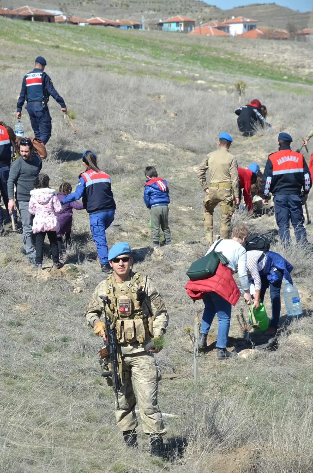 Çorum\'da Jandarma ve Öğrenciler Fidan Dikti