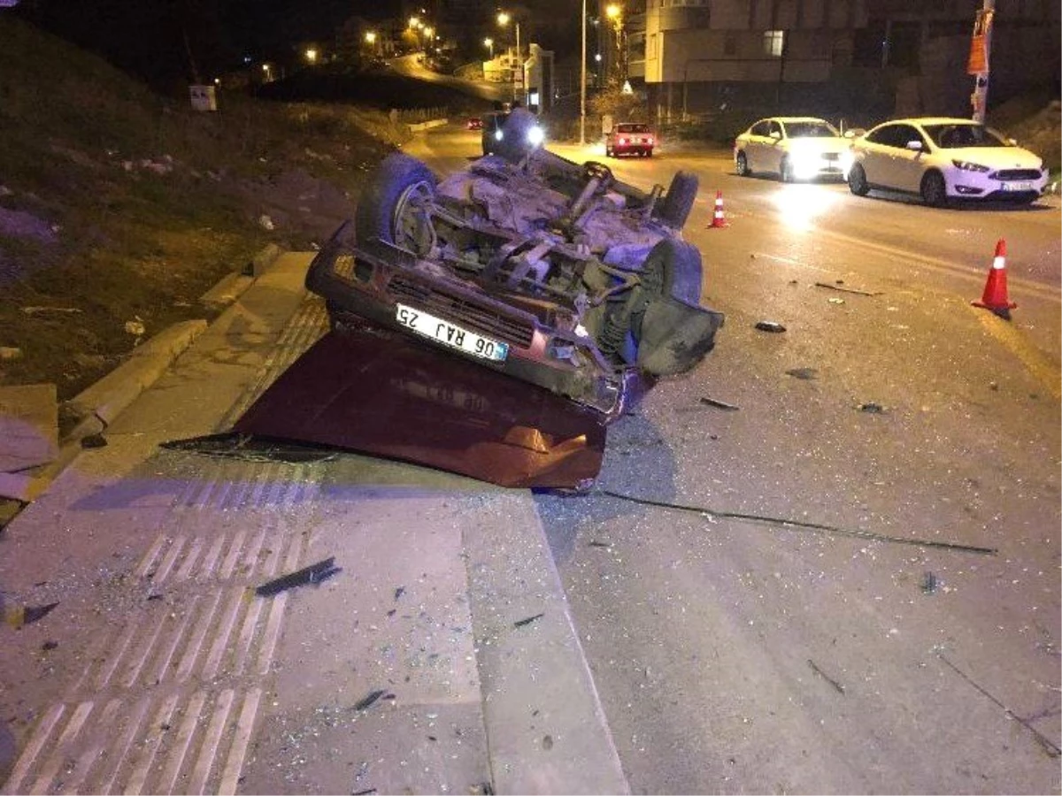 Başkent\'te "Dur" İhtarına Uymayan Ehliyetsiz Sürücü Takla Attı: 5 Yaralı