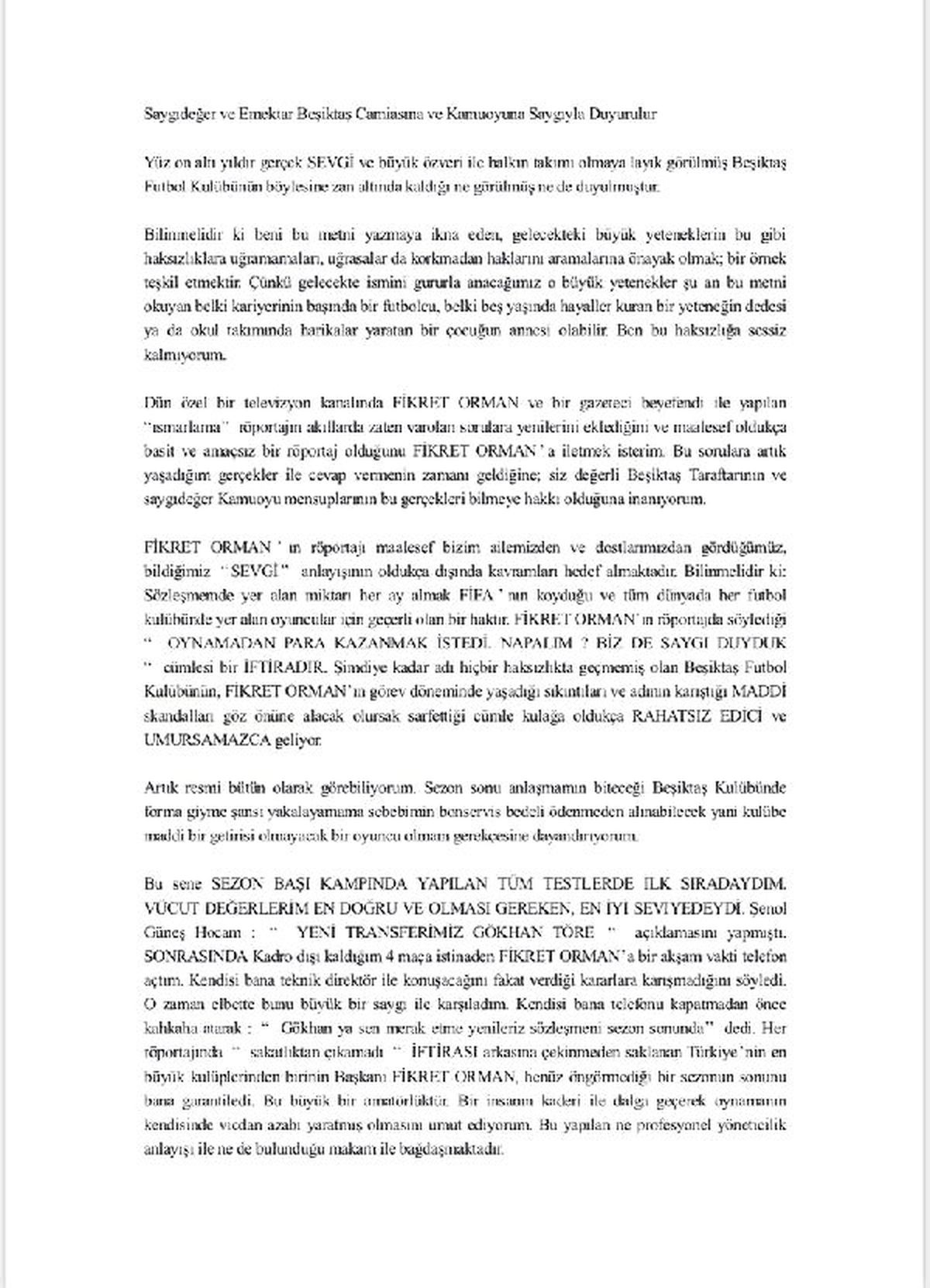 Gökhan Töre\'den Fikret Orman\'a Cevap
