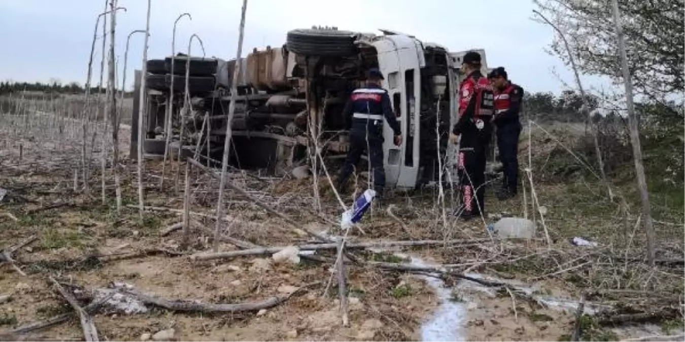 Devrilen Kamyonun Tankerindeki 20 Ton Süt Tarlaya Döküldü