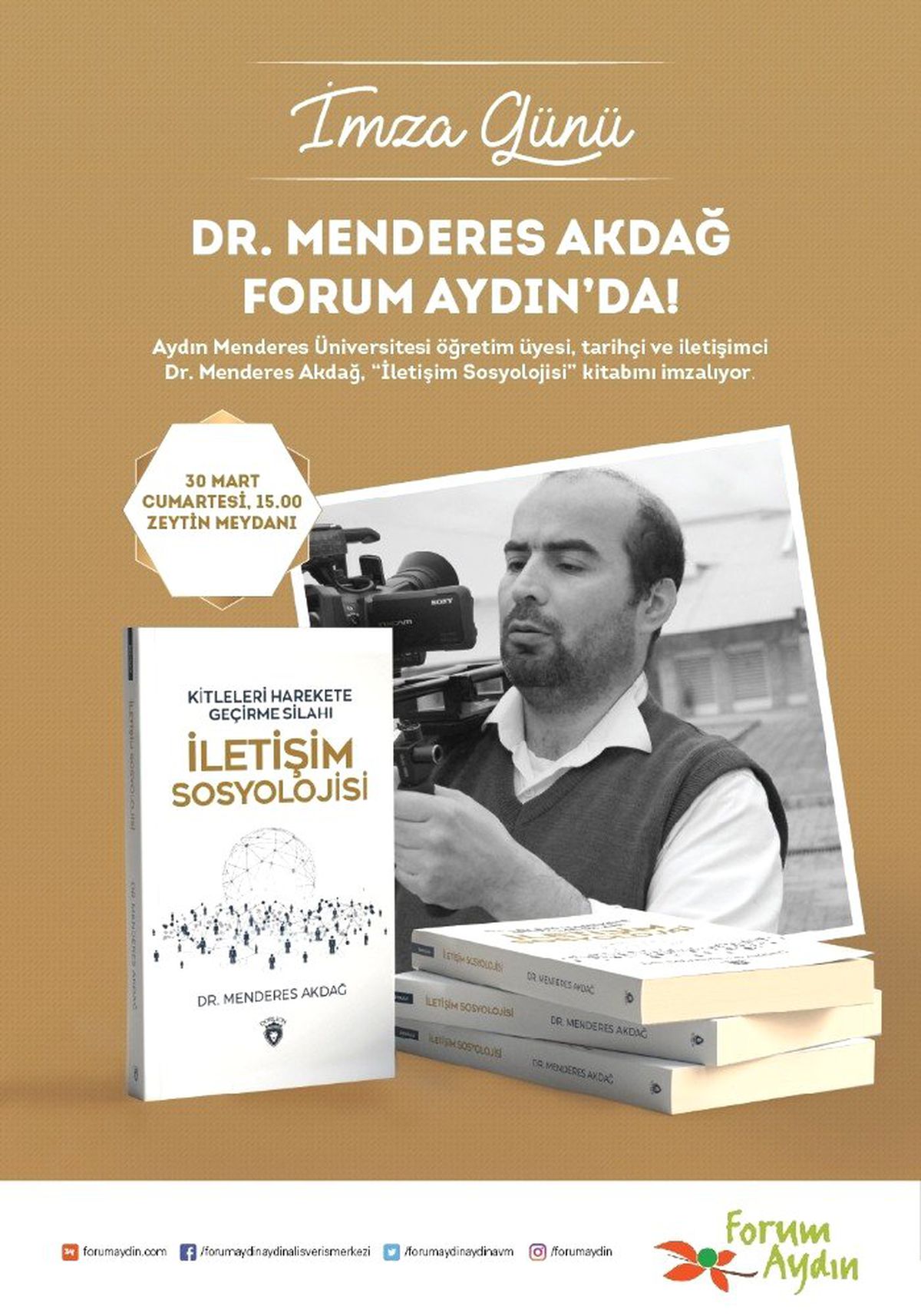 Menderes Akdağ, Yeni Kitabını Forum Aydın\'da İmzalayacak