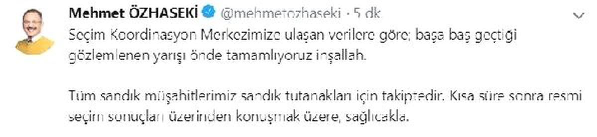 Özhaseki: Başa Baş Geçtiği Gözlemlenen Yarışı Önde Tamamlıyoruz