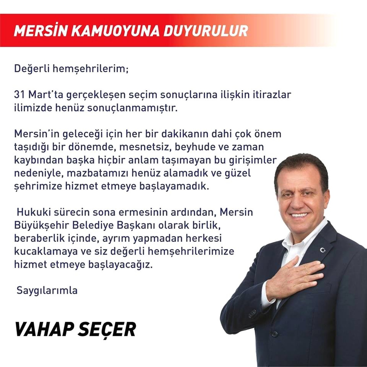 Seçer: "İtirazlar Mesnetsiz, Beyhude ve Zaman Kaybı"