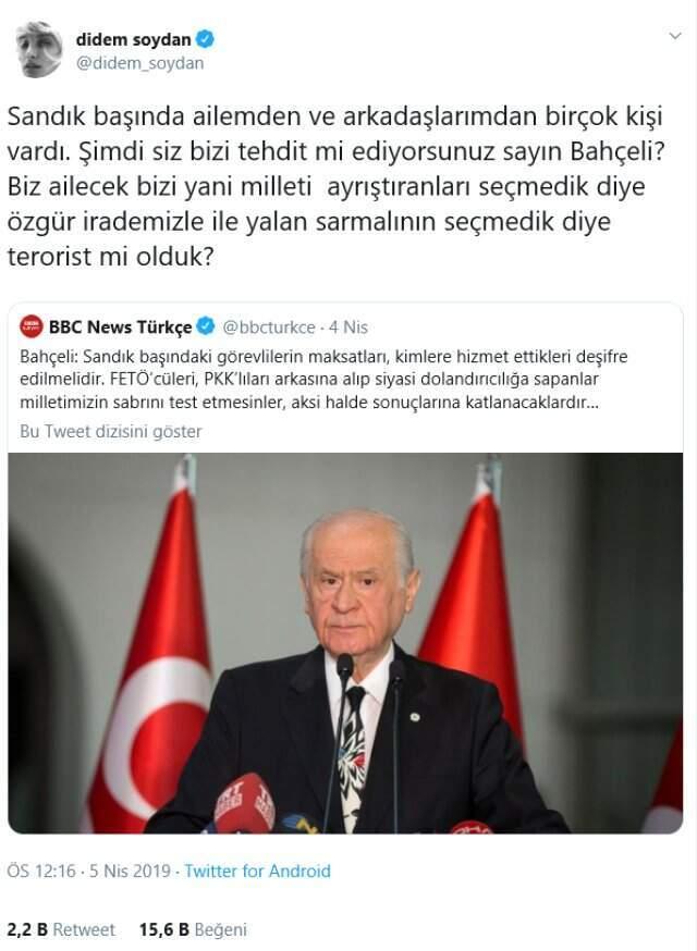Ünlü Model Didem Soydan'dan Bahçeli'nin Sözlerine Tepki: Biz Terörist miyiz?