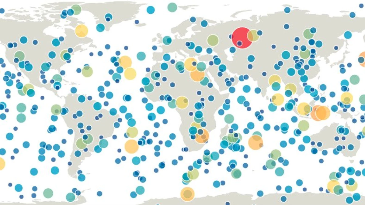 Son 30 Yıldır Dünya\'ya Düşen Meteorları Gösteren Nasa Haritası