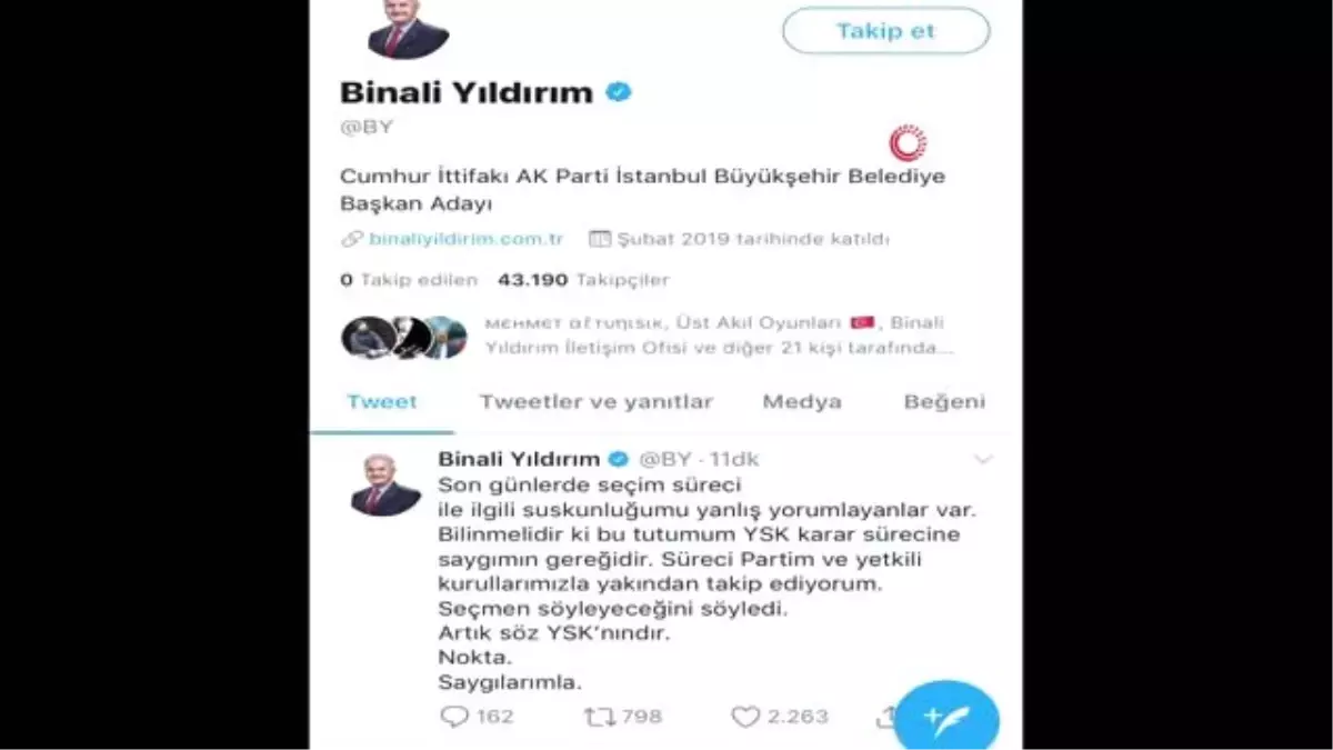 Binali Yıldırım\'dan Seçim Süreci Açıklaması