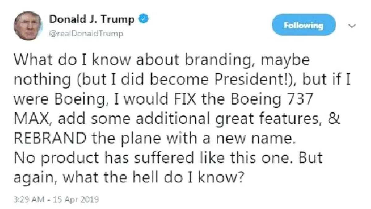 Trump: Ben Olsam 737 Max Markasının Adını Değiştirirdim