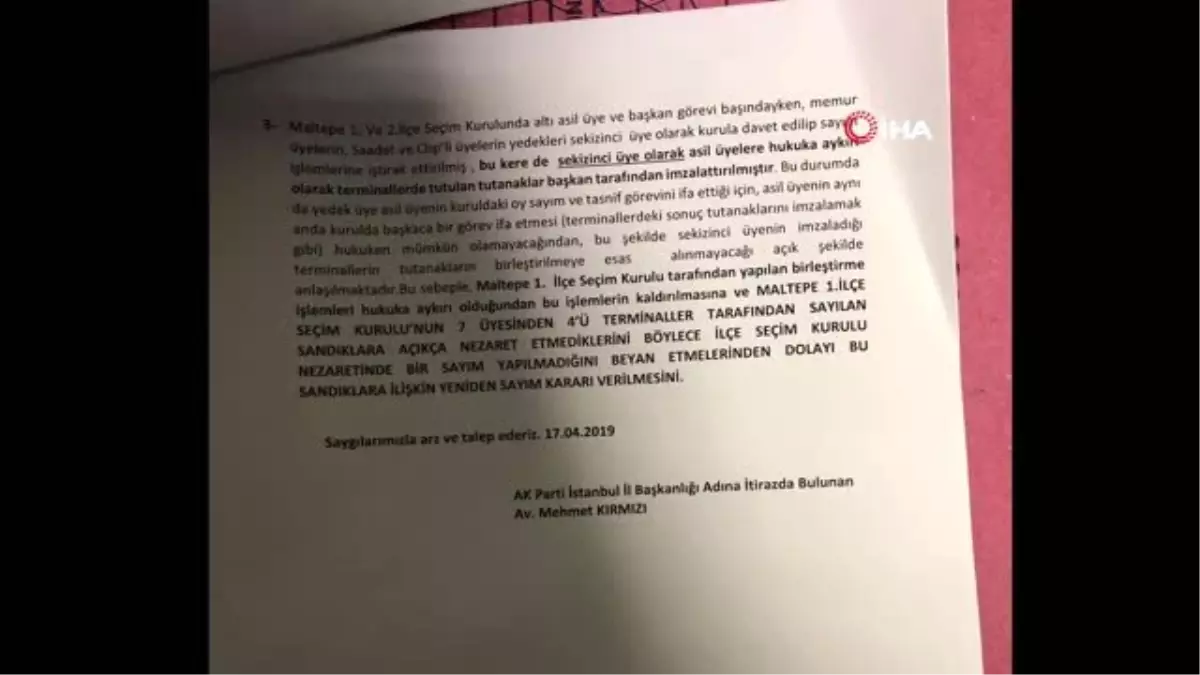 AK Parti Maltepe ile İlgili Birleştirme Tutanaklarına Hukuka Aykırı Olduğu Gerekçesiyle İtiraz Etti.