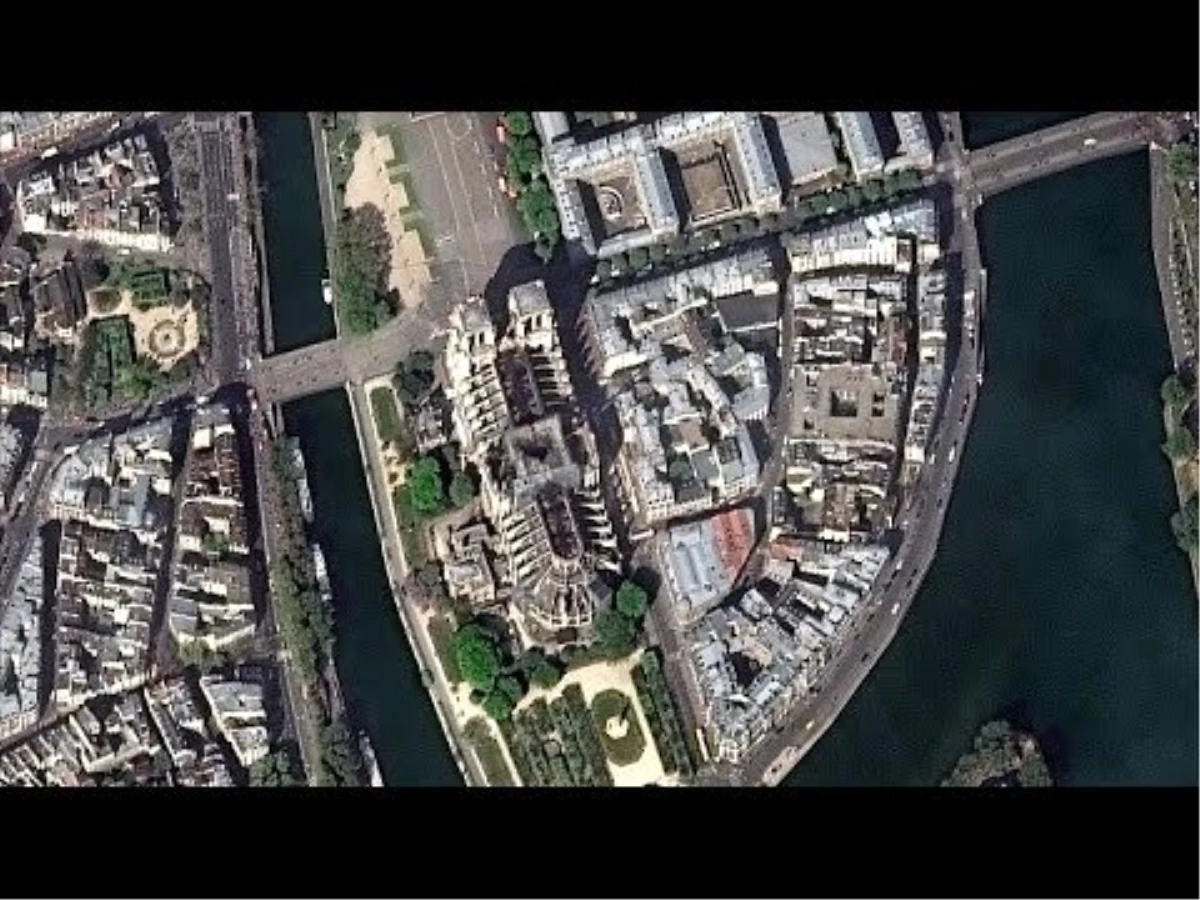 Video: Yangın Sonrası Notre Dame Katedrali\'nin Havadan Görüntüleri