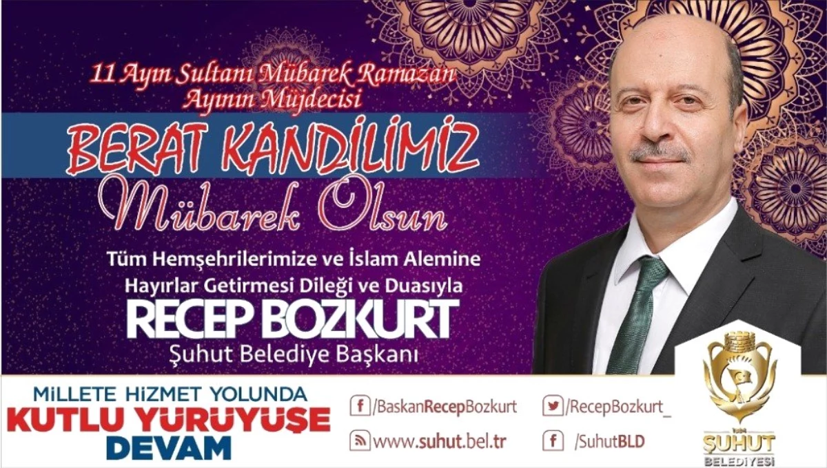 Başkan Bozkurt\'tan Berat Kandili Mesajı