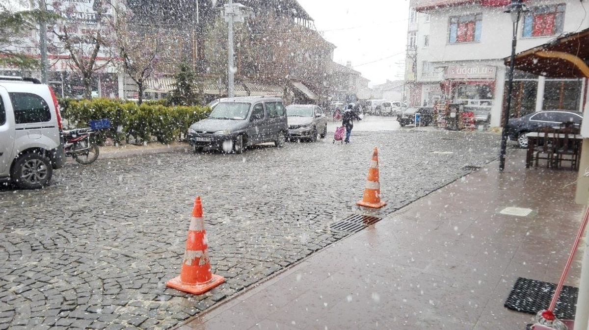 Bilecik ve Pazaryeri İlçesinde Nisan Ayında Lapa Lapa Kar Yağdı