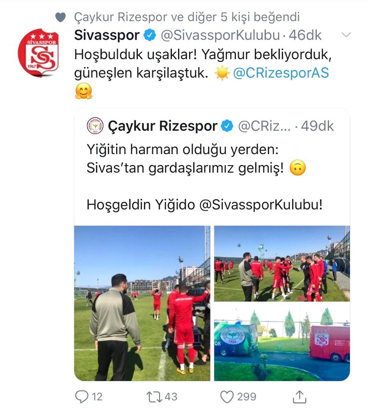 Sivasspor-Çaykur Rizespor Maçı Öncesi Dostluk Mesajları