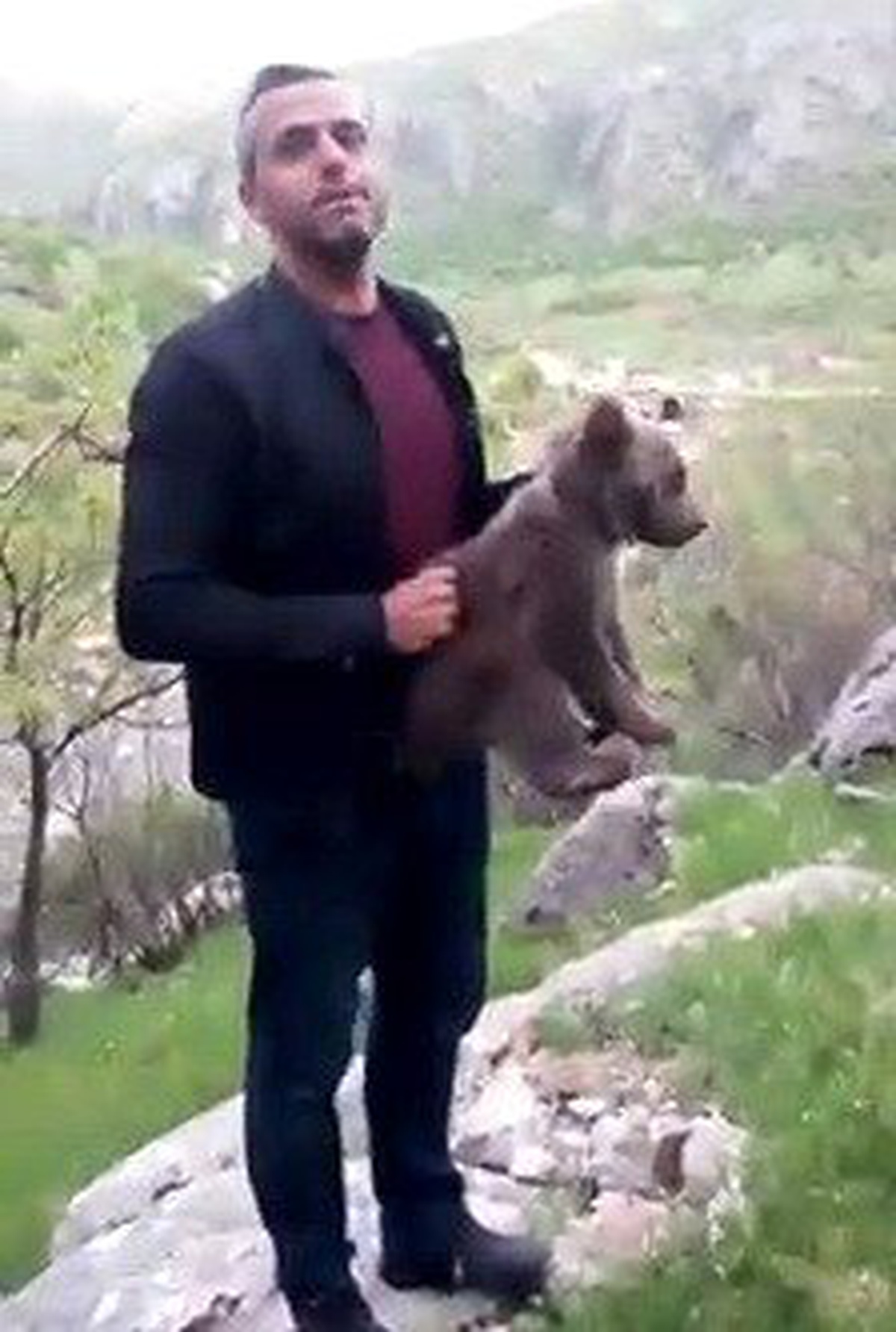 Yavru Ayıyla Fotoğraf Çektirdikten Sonra Doğaya Bıraktılar