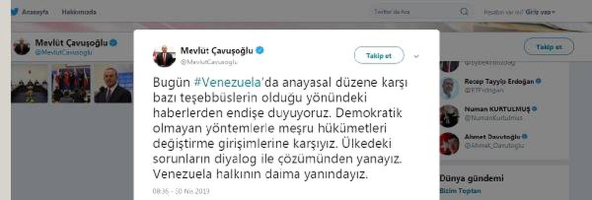 Bakan Çavuşoğlu\'ndan Venezuela Açıklaması