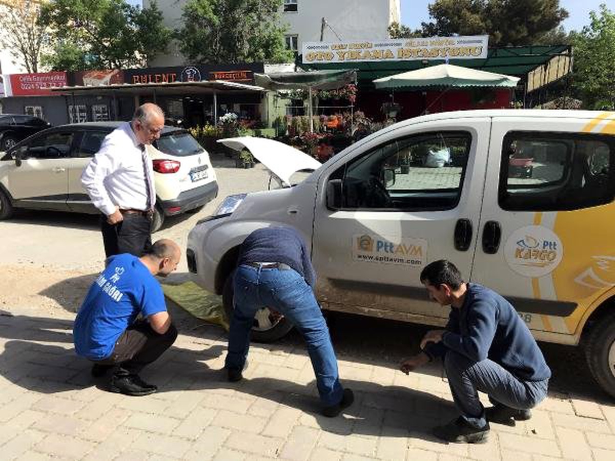 PTT Aracının Motoruna Giren Kediyi Çalışanlar Çıkardı