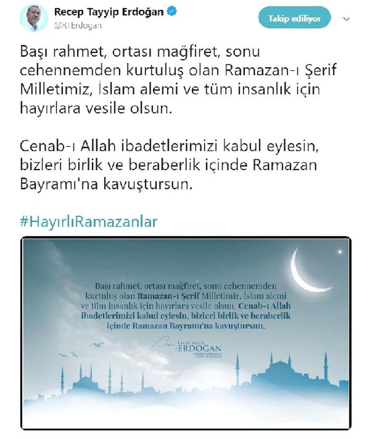Cumhurbaşkanı Erdoğan\'dan \'Ramazan\' Mesajı
