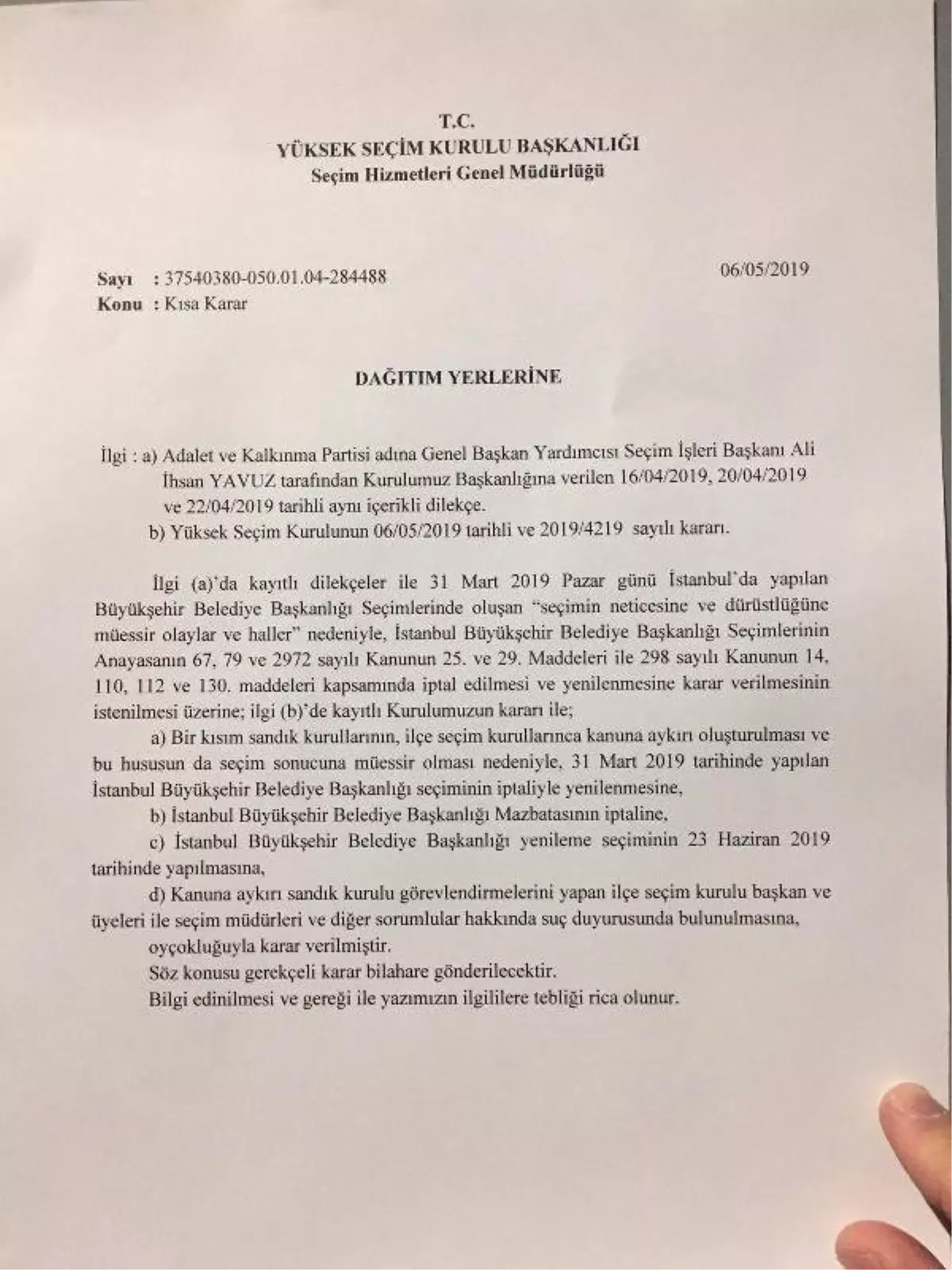 Ysk, İstanbul\'da Seçimin Yenilenmesine Karar Verdi (3)