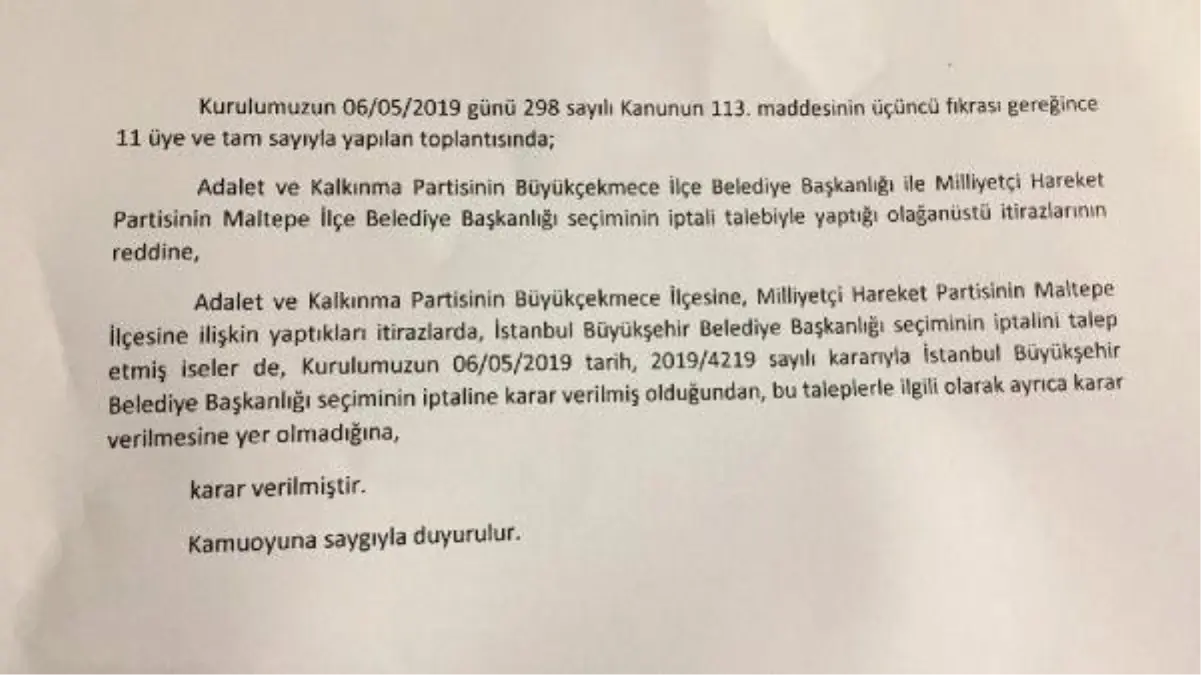 Ysk, İstanbul\'da Seçimin Yenilenmesine Karar Verdi (4)