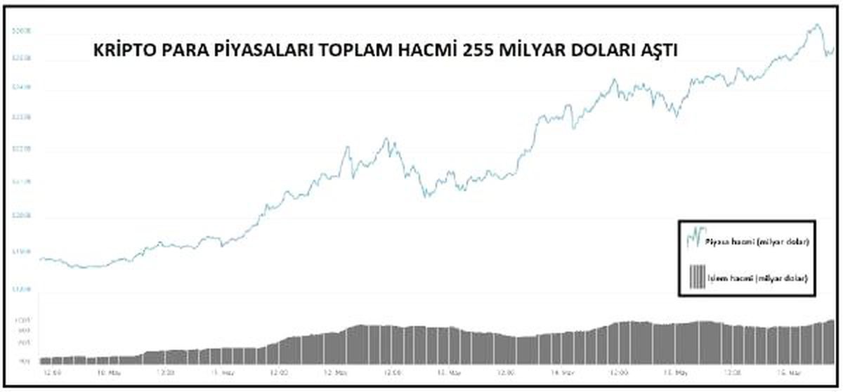 Kriptopara – Piyasa Hacmi 255 Milyar Doların Üzerine Çıktı