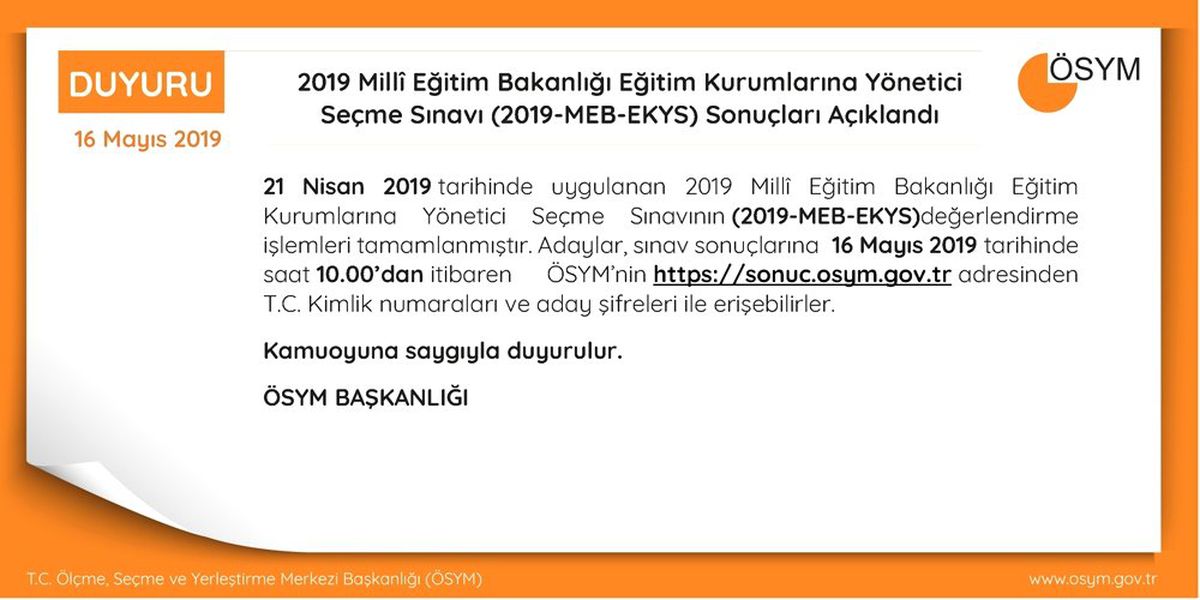 Meb-Ekys Sonuçları Açıklandı