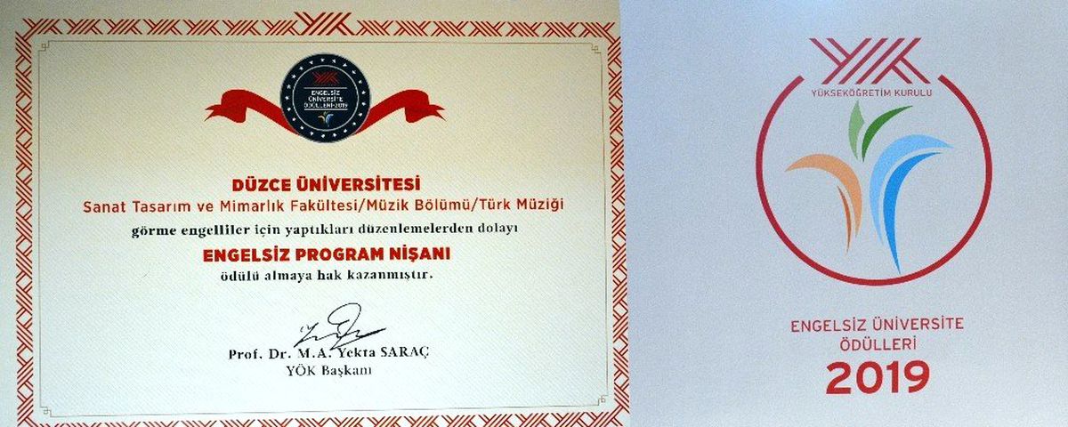 Düzce Üniversitesine "Engelsiz Program Nişanı"