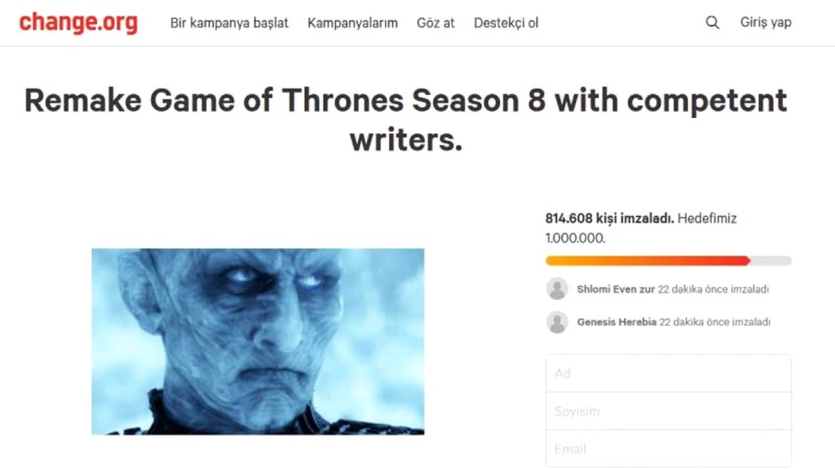 800 Bin Game Of Thrones Fanı İmza Kampanyasına Katıldı: Son Sezon Yeniden Çekilsin
