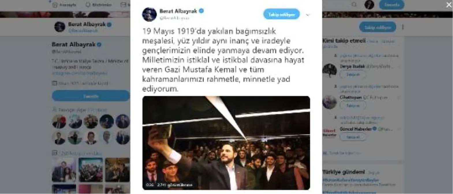 Bakan Albarak\'tan 19 Mayıs Mesajı