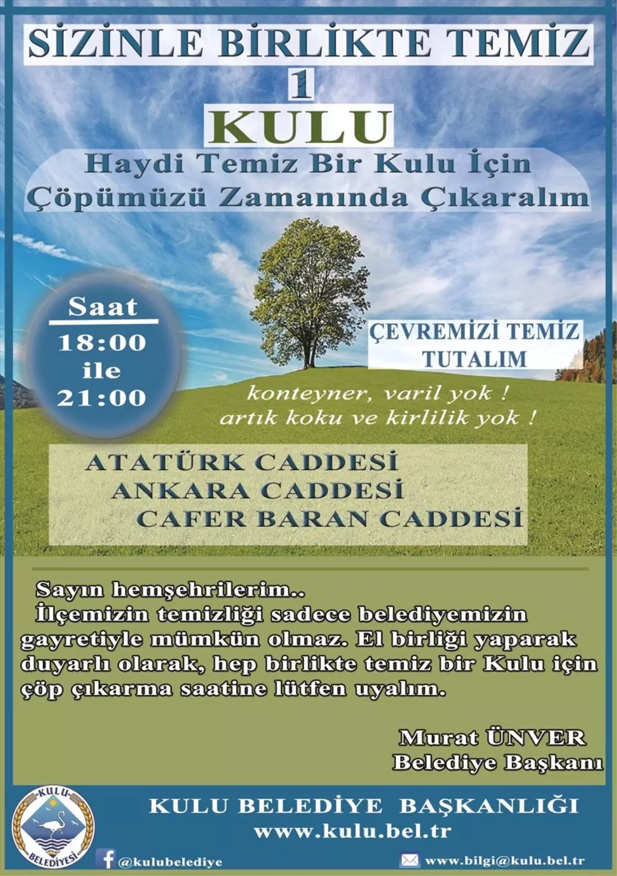 Kulu\'da Çöp Konteynerleri Kalktı