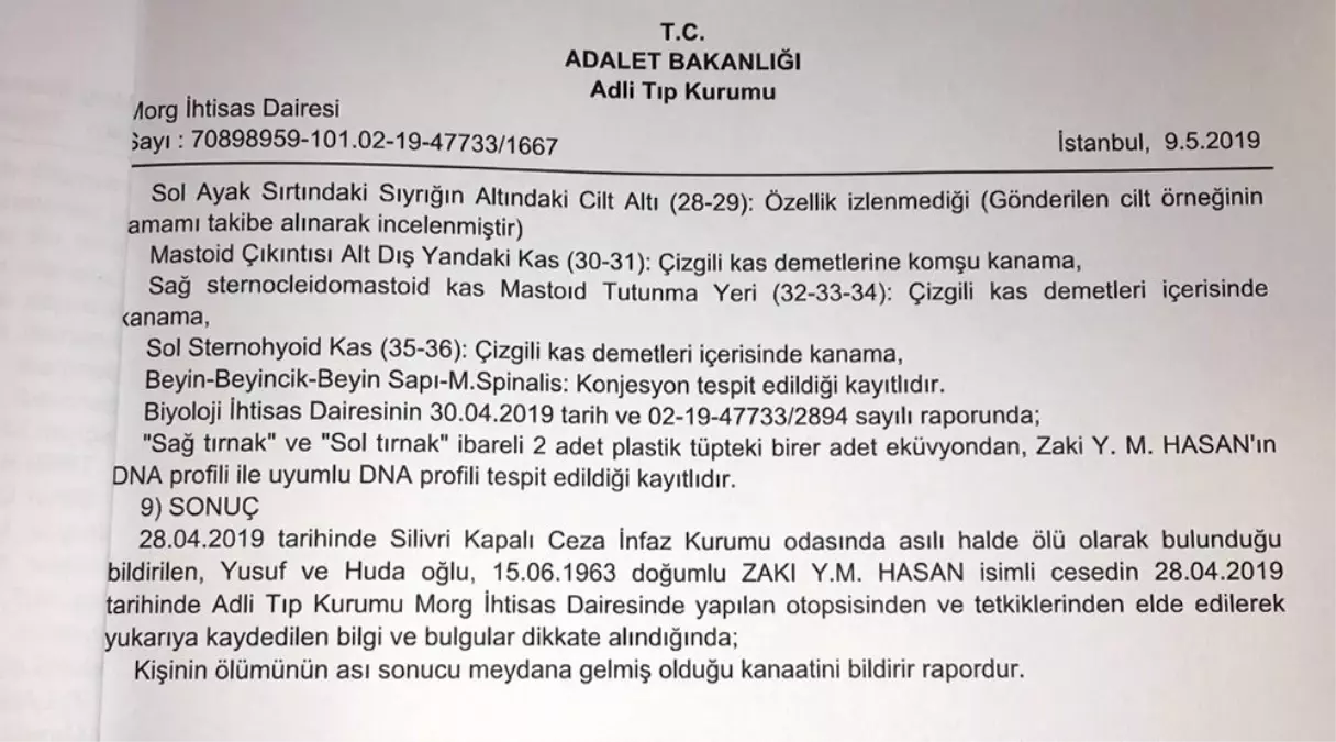 Cezaevinde ölü bulunan casusla ilgili adli tıp raporu çıktı