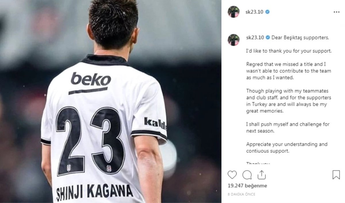 Kagawa Beşiktaş\'a veda etti