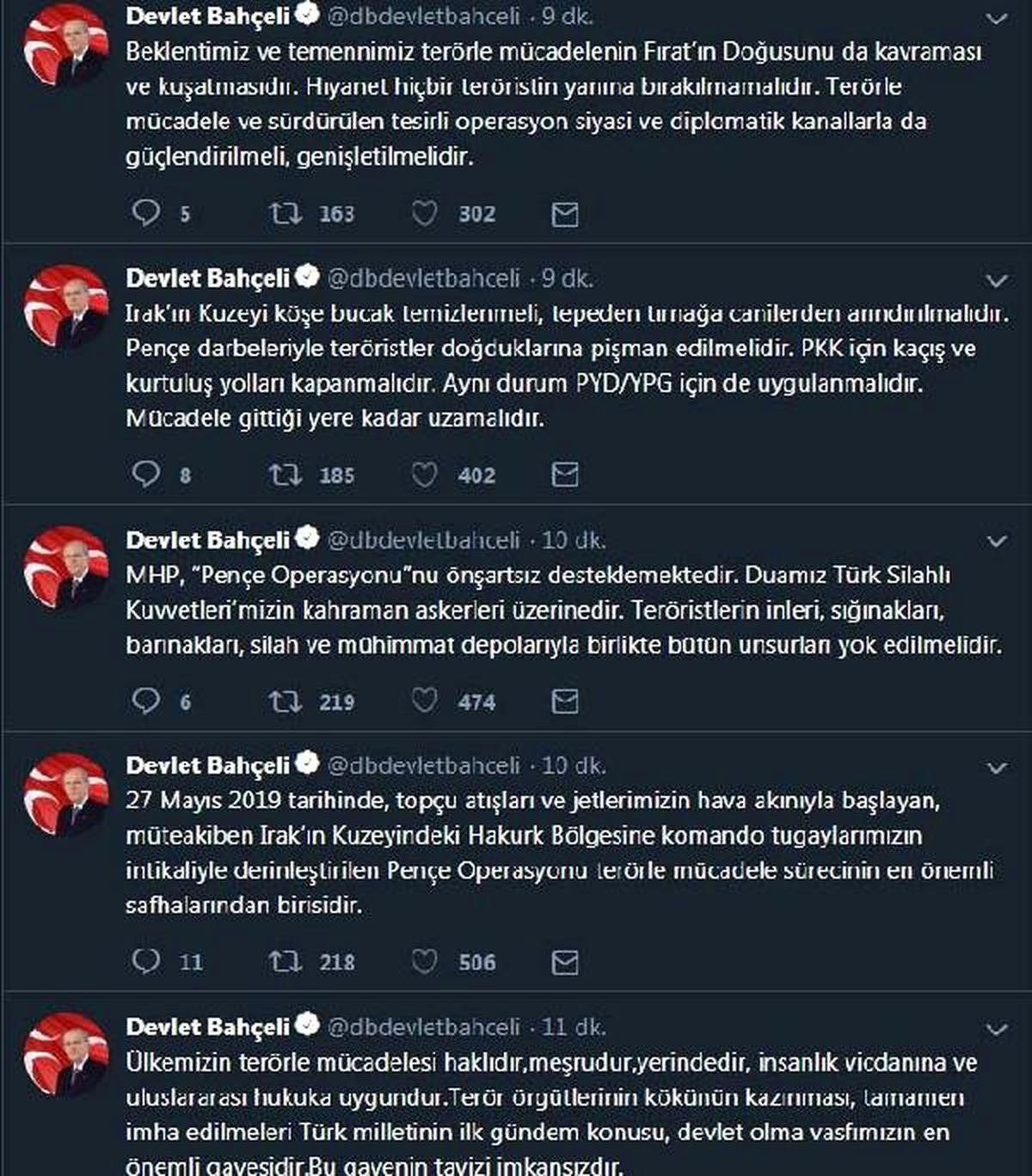 Bahçeli: \'Pençe\' terörle mücadelenin en önemli safhalarından