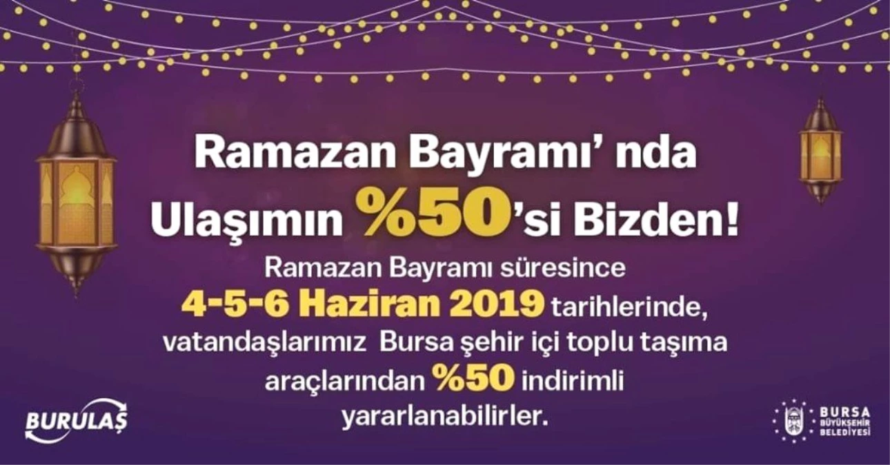 Bursa\'da bayramda ulaşıma yüzde 50 indirim
